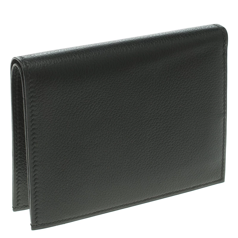Hermes Black Evergrain Calfskin Leather Bi Fold Wallet For Men 5 Hermes Black Evergrain Calfskin Leather Bi Fold Wallet For Men - Image 3
