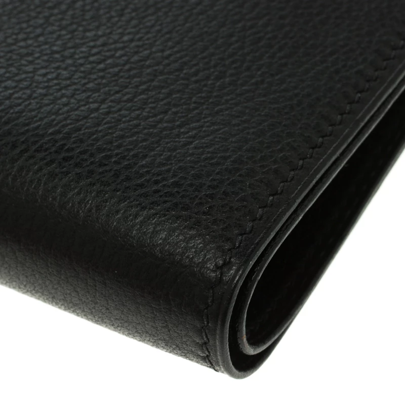 Hermes Black Evergrain Calfskin Leather Bi Fold Wallet For Men 12 Hermes Black Evergrain Calfskin Leather Bi Fold Wallet For Men - Image 10