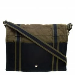Hermes Black/Green Canvas Fourre Tout Besace Messenger Bag For Men