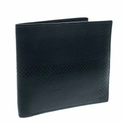 Hermes Blue Orage Leather Perforated Detail Bifold Wallet For Men -Deals Hermes Store luxury men hermes used bags p148188 0004