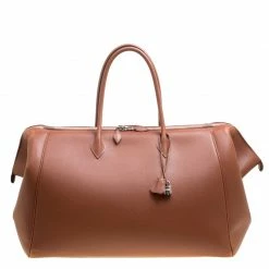 Hermes Brique Evergrain Leather Paris Bombay 50 Duffle Bag For Men