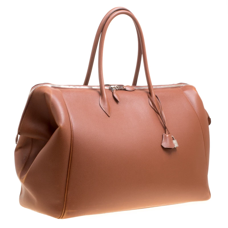 Hermes Brique Evergrain Leather Paris Bombay 50 Duffle Bag For Men 5 Hermes Brique Evergrain Leather Paris Bombay 50 Duffle Bag For Men - Image 3