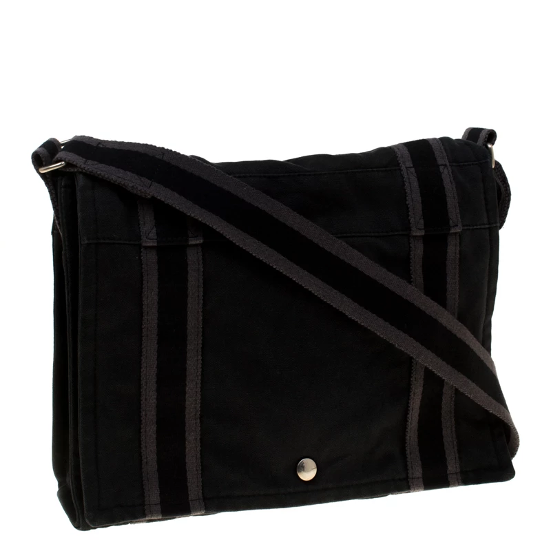 Hermes Black Canvas Fourre Tout Vassus Messenger Bag For Men 5 Hermes Black Canvas Fourre Tout Vassus Messenger Bag For Men - Image 3