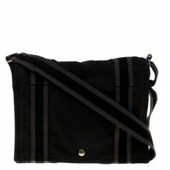 Hermes Black Canvas Fourre Tout Vassus Messenger Bag For Men