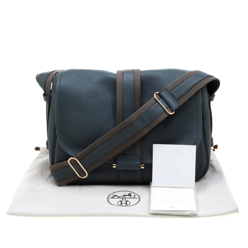 Hermes Blue Jean Togo Leather Bourlingue Messenger Bag For Men 12 Hermes Blue Jean Togo Leather Bourlingue Messenger Bag For Men - Image 10