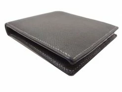 Hermes Black Leather Bi-Fold Wallet For Men -Deals Hermes Store luxury men hermes used bags p40417 003