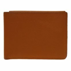 Hermes Orange Leather Bi-Fold Wallet For Men