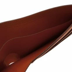 Hermes Orange Leather Bi-Fold Wallet For Men -Deals Hermes Store luxury men hermes used bags p43541 0003