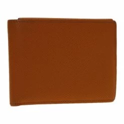 Hermes Orange Leather Bi-Fold Wallet For Men -Deals Hermes Store luxury men hermes used bags p43541 0004