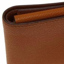 Hermes Orange Leather Bi-Fold Wallet For Men -Deals Hermes Store luxury men hermes used bags p43541 0008