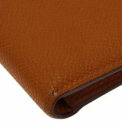Hermes Orange Leather Bi-Fold Wallet For Men -Deals Hermes Store luxury men hermes used bags p43541 0009
