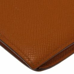 Hermes Orange Leather Bi-Fold Wallet For Men -Deals Hermes Store luxury men hermes used bags p43541 0010