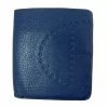 Hermes Blue Leather Logo Bi-Fold Wallet For Men