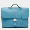 Hermes Bleu Jean Clemence Leather Sac A Depeches 38 Briefcase For Men