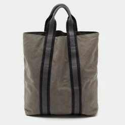 Hermes Grey/Black Canvas Fourre Tout Shopper Tote For Men -Deals Hermes Store luxury men hermes used bags p673118 001
