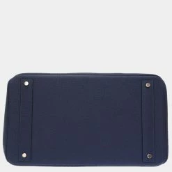 Hermes Otacroa 40 Taurillon Clemence Blue Safir U Engraved Handbag Bag 0056 HERMES Men's For Men -Deals Hermes Store luxury men hermes used bags p677344 007