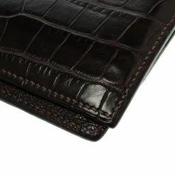 Hermes Dark Brown Alligator Bi Fold Wallet For Men -Deals Hermes Store luxury men hermes used bags p93069 011