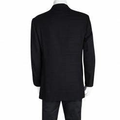 Hermes Navy Blue Wool Cashmere Checked Blazer XXL For Men -Deals Hermes Store luxury men hermes used clothes p113888 0003