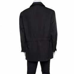 Hermes Commande Particuliere Grey Wool Gabardine Button Front Coat XL For Men -Deals Hermes Store luxury men hermes used clothes p148648 0003