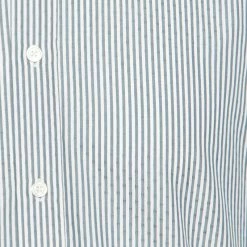 Hermes Hermès Grey And White Striped Cotton H Embroidered Long Sleeve Shirt 2XL For Men -Deals Hermes Store luxury men hermes used clothes p154352 0004