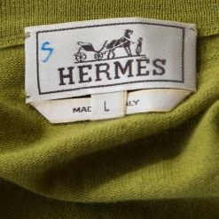Hermes Lime Green Cashmere Silk Long Sleeve V Neck Sweater L For Men -Deals Hermes Store luxury men hermes used clothes p177051 002