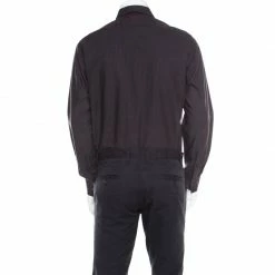 Hermes Purple And Grey Striped Washed Cotton Long Sleeve Shirt XL For Men -Deals Hermes Store luxury men hermes used clothes p195952 004