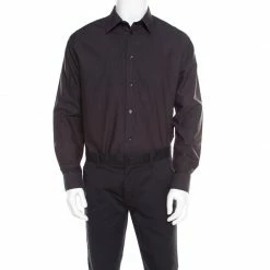 Hermes Purple And Grey Striped Washed Cotton Long Sleeve Shirt XL For Men