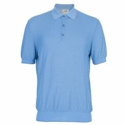 Hermes Blue Textured Mens Polo Shirt XXXL For Men