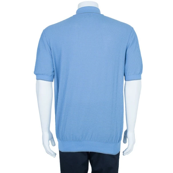 Hermes Blue Textured Mens Polo Shirt XXXL For Men 5 Hermes Blue Textured Mens Polo Shirt XXXL For Men - Image 3