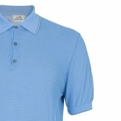 Hermes Blue Textured Mens Polo Shirt XXXL For Men 14 Hermes Blue Textured Mens Polo Shirt XXXL For Men -Deals Hermes Store luxury men hermes used clothes p1993 004