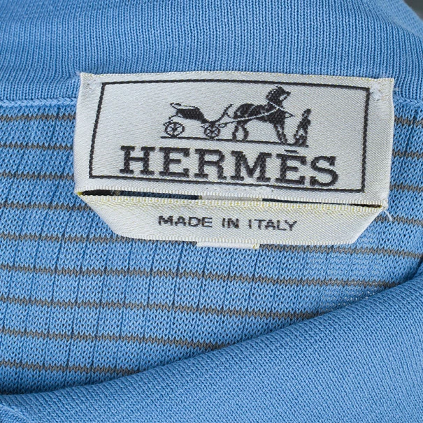 Hermes Blue Textured Mens Polo Shirt XXXL For Men 11 Hermes Blue Textured Mens Polo Shirt XXXL For Men - Image 9