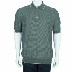 Hermes Green Textured Mens Polo Shirt XXXL For Men -Deals Hermes Store luxury men hermes used clothes p1994 002