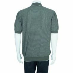 Hermes Green Textured Mens Polo Shirt XXXL For Men -Deals Hermes Store luxury men hermes used clothes p1994 003
