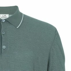 Hermes Green Textured Mens Polo Shirt XXXL For Men -Deals Hermes Store luxury men hermes used clothes p1994 004