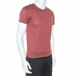Hermes Red Monogram Print Cotton T-Shirt S For Men 9 Hermes Red Monogram Print Cotton T-Shirt S For Men -Deals Hermes Store luxury men hermes used clothes p252932 003