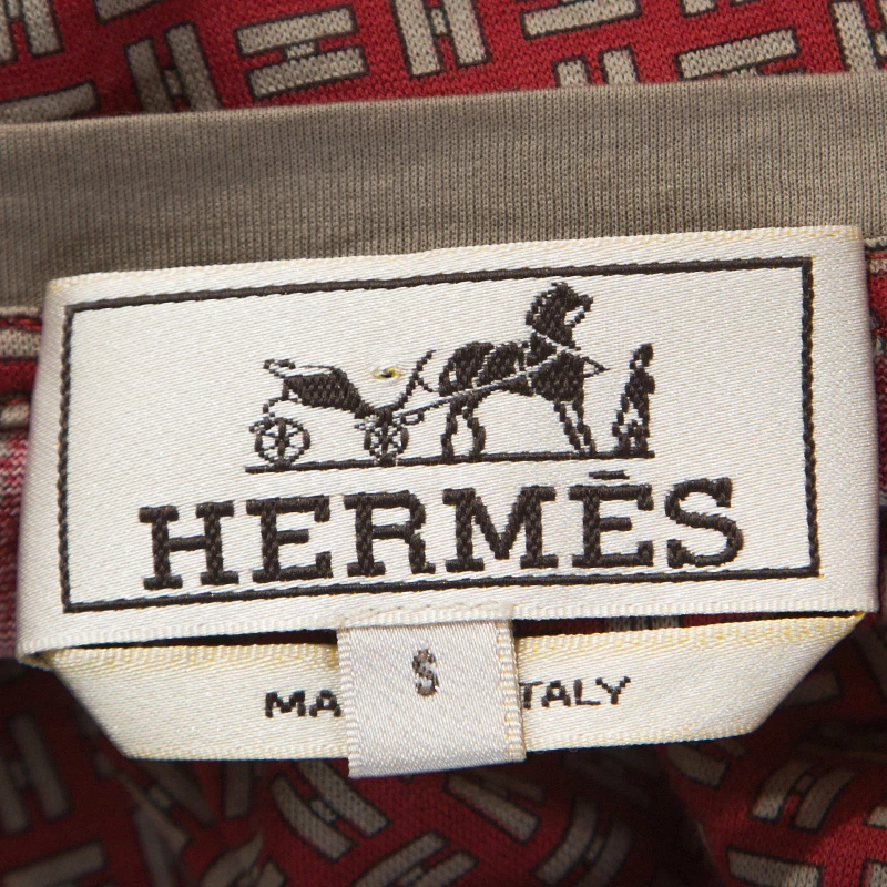 Hermes Red Monogram Print Cotton T-Shirt S For Men 7 Hermes Red Monogram Print Cotton T-Shirt S For Men - Image 5