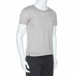 Hermes White Monogram Print Cotton T-Shirt S For Men -Deals Hermes Store luxury men hermes used clothes p252935 001