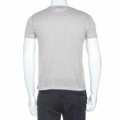 Hermes White Monogram Print Cotton T-Shirt S For Men -Deals Hermes Store luxury men hermes used clothes p252935 002