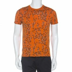 Hermes Orange Printed Cotton T-Shirt S For Men