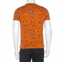 Hermes Orange Printed Cotton T-Shirt S For Men 10 Hermes Orange Printed Cotton T-Shirt S For Men -Deals Hermes Store luxury men hermes used clothes p252947 002
