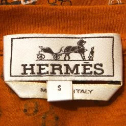 Hermes Orange Printed Cotton T-Shirt S For Men 12 Hermes Orange Printed Cotton T-Shirt S For Men -Deals Hermes Store luxury men hermes used clothes p252947 006