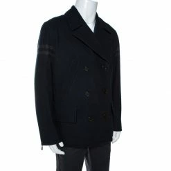 Hermes Navy Blue Wool Reversible Double Breasted Coat L For Men -Deals Hermes Store luxury men hermes used clothes p267499 002