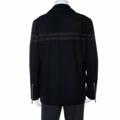 Hermes Navy Blue Wool Reversible Double Breasted Coat L For Men -Deals Hermes Store luxury men hermes used clothes p267499 005