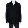 Hermes Navy Blue Wool Reversible Double Breasted Coat L For Men -Deals Hermes Store luxury men hermes used clothes p267499 007
