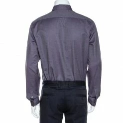 Hermes Purple Cotton Jacquard Long Sleeve Shirt L For Men -Deals Hermes Store luxury men hermes used clothes p268140 002