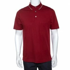 Hermes Maroon Cotton Pique Short Sleeve Polo T-Shirt M For Men