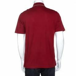 Hermes Maroon Cotton Pique Short Sleeve Polo T-Shirt M For Men -Deals Hermes Store luxury men hermes used clothes p274688 003