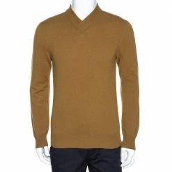 Hermes Tan Brown Rib Knit Cashmere Long Sleeve Sweater M For Men