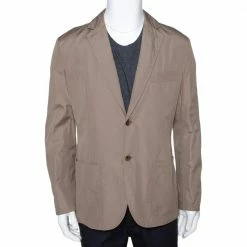 Hermes Dark Khaki Cotton Light Weight Two Buttoned Jacket XL For Men