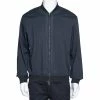 Hermes Charcoal Grey Cotton Zip Front Bomber Jacket L For Men